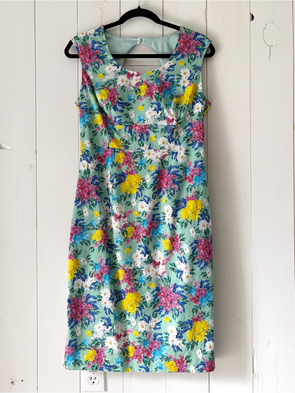 NWOT J. Peterman Modern Vintage Mint Floral Sheath Dress Size 8 Garden Party - Picture 3 of 14